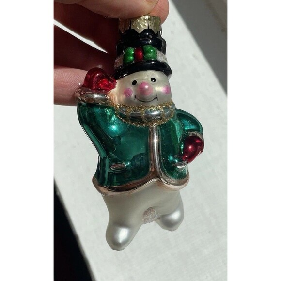 Vintage Set Of 6 Lubeck Glass Blown Snowman Ornaments Ames Hat - Picture 8 of 15